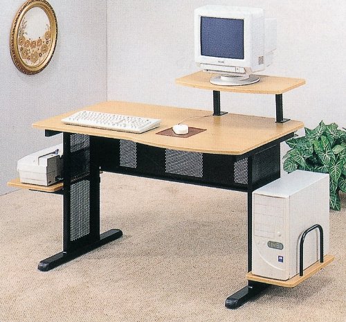 Home Office Black/Beech Finish Computer Desk WorkStation w/Printer Dock