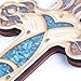 Wall Wood Cross Engraved Fish Christian Symbol Filled with Carnelian & Turquoise Special Energy Stones 9
