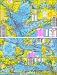 Laminated Topo Map of Galveston Bay - With GPS Hotspots