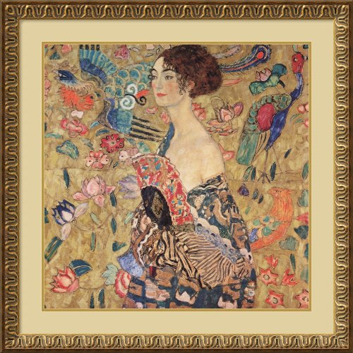 Donna con ventaglio (Woman with Fan) Framed Art Print by Gustav Klimt, Image size: 23.38