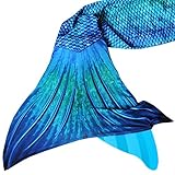 Sun Tail Mermaid - Designer Mermaid Tail + Monofin for Swimming - Kid & Adult Sizes (Child XL 10/12, Blue Lagoon - Turquoise Monofin)