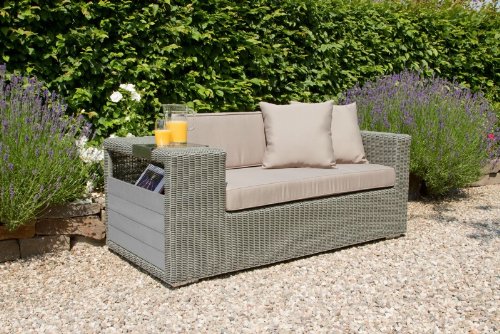 MARBELLA Rattan Sofa mit Magazinfach 157 x 77 x 61 cm