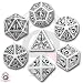 Q-Workshop Polyhedral 7-Die Set: Carved Steampunk Dice Set (White and Black)