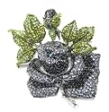 Bold and Beautiful XX-Large and Fancy Black & Green Crystal Rose Pin/Pendant/Broach ~ Measures 5 1/2" Tall Comes Gift Boxed