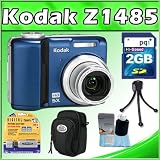 Kodak Easyshare Z1485 14MP Digital Camera w/ 5x Optical zoom, 2.5" LCD (Blue) + 2GB SD Card + Camera Bag(S) + Table Tripod + 3 pieces Cleaning Kit + SD Card Reader