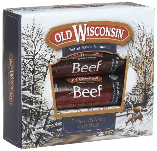 Old Wisconsin Beef Summer Sausage (6-ounce each), 3-Piece Gift Boxes (Pack of 3) by Dried Beef