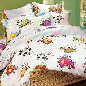 Lily & Lulu - Multicolor Cow, Duvet Cover Set, Twin