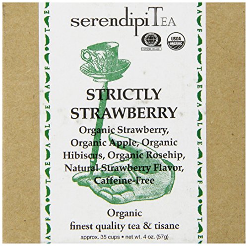 SerendipiTea Strictly Strawberry, Organic Strawberry, Hibiscus, Apple & Rose Hips Tisane Tea, 4 Ounce Box