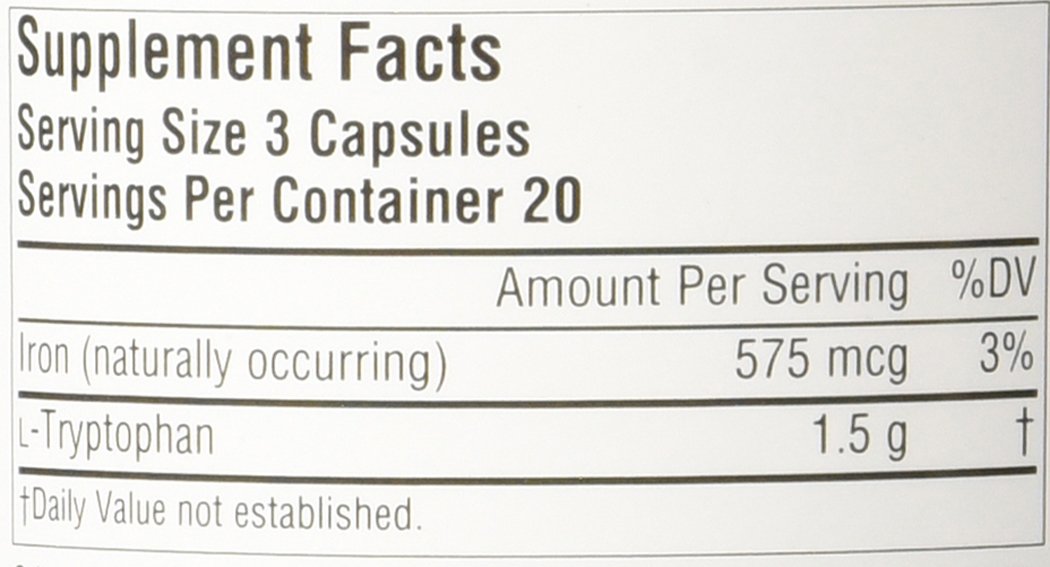 Amazon.com: Source Naturals L-Tryptophan 500mg, 60 Capsules ... Amazon.com: Source Naturals L-Tryptophan 500mg, 60 Capsules ...