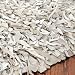 Safavieh Leather Shag Collection Metro Handmade Leather Area Runner Rug, Grey and White