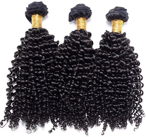 Heiheimai Brazilian Kinky Curl Human Hair Pack of 3 (18"18"18", 1B# Off Black)