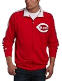 MLB Men's Cincinnati Reds Profector Mock Neck Full Zip Raglan Jacket (Athletic Red/Black/White, Large)