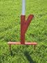 "THE ORIGINAL UMBRELLA STAND" - USE ANYWHERE, SAND/GRASS/SOIL-STEEL COLOR RED WITH THUMBSCREWS