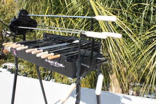 Cypriot, Cyprus, Greek, Brazilian Churrasco - Portable Automatic Charcoal Rotisserrie BBQ Grill with 13 skewers