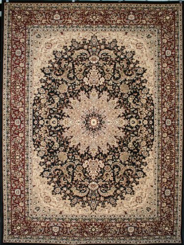 Feraghan/New City Traditional Isfahan Wool Persian Area Rug, 4' x 6', Black