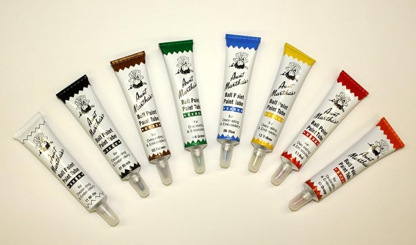 Aunt Martha's Ballpoint 8Pack Embroidery Paint, Primary Colors, Free Shipping