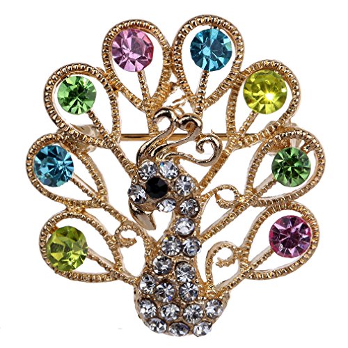 Yazilind Jewelry Stylish Gold Plated Colorful Crystal Cute Animals Style Brooches for Wedding Party
