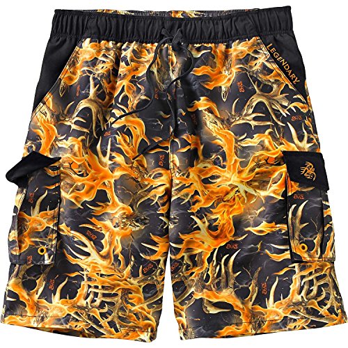 Legendary Whitetails Men's Whitewater Legends Blaze Camo Swim Trunks