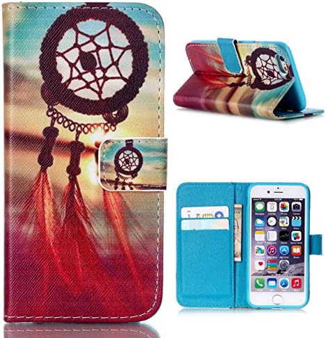 iPhone 6s Plus Case, MaxMall Colorful Cloud Feather Dream Catcher Pattern Premium PU Leather Wallet Flip Protective Skin Case with Magnetic Closure for Apple iPhone 6 Plus (2014), 6s Plus (2015)