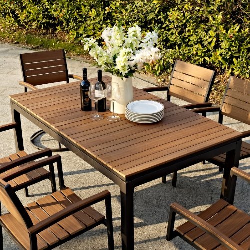 Belham Living Carmona Faux Wood Extension Patio Dining Set Seats Up