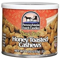 Pennsylvania Dutch Candies Honey Toasted Cashews, 9-Ounces Tins (Pack of 4)