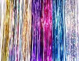 20" Hair Tinsel 175 Strands Seven Colors (Sparkling Silver, Purple, Rainbow, Hot Pink, Gold, White Gold, Blue) With Bonus
