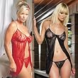 Plus Size Romantic Lace Open Front Babydoll in Black, Red, or Purple