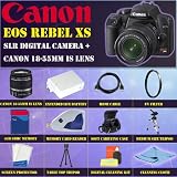Canon EOS Rebel XS with Canon EF S 18 55mm f/3.5 5.6 IS Autofocus Lens + PREMIUM STARTER PACKAGE INCLUDING 4GB SDHC MEMORY CARD + MEMORY CARD READER + HDMI CABLE + UV FILTER + EXTENDED LIFE BATTERY + SOFT CARRYING CASE + TRIPOD + Sunset Electronics Micro Fiber Cleaning Cloth & MUCH MORE !! 61nQlSkxCtL. SL160 Canon EOS Rebel XS with Canon EF S 18 55mm f/3.5 5.6 IS Autofocus Lens + PREMIUM STARTER PACKAGE INCLUDING 4GB SDHC MEMORY CARD + MEMORY CARD READER + HDMI CABLE + UV FILTER + EXTENDED LIFE BATTERY + SOFT CARRYING CASE + TRIPOD + Sunset Electronics Micro Fiber Cleaning Cloth & MUCH MORE !!