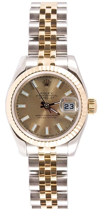 Rolex Ladys 179173 Datejust Steel & 18k Gold, Jubilee Band, Fluted Bezel & Champagne Stick Dial