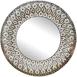 Lulu Decor, Silver Metal Wall Mirror, Beveled Mirror, Frame Size 19" (Ornamental Round)