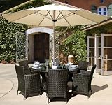 Leisuregrow Madrid 6 Seat Round Rattan Garden Furniture Set