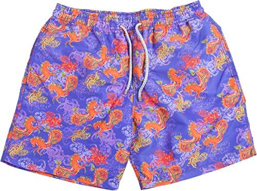 Papua - Hippocampus - Seahorse Print High-End Swim Shorts-Purple-Medium
