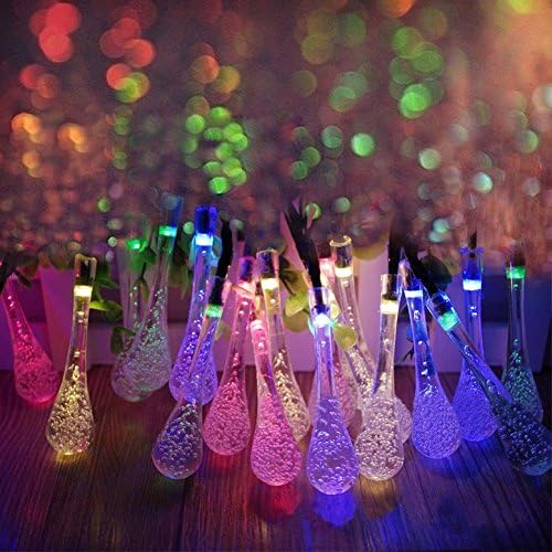 LED SopoTek Solar Christmas Lights 19.7ft 6m 30 LED 2 Modes Crystal Water Drop Solar Fairy String Lights for Outdoor, Gardens, Homes, Wedding, Christmas Party, Waterproof (30 LED Multi color)