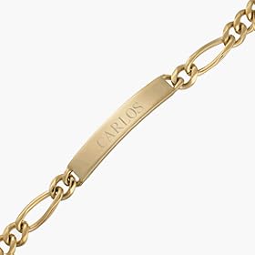 Gold Stainless Steel Mens Engraved ID Bracelet - Personalized Jewelry