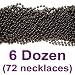 33 inch 07mm Round Metallic Black Mardi Gras Beads - 6 Dozen (72 necklaces)