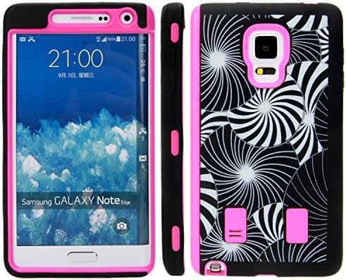 NOTE 4 edge Case, GALAXY NOTE 4 edge case, E LV GALAXY NOTE 4 edge Case Full Body Hybrid Armor Protection Defender Case Cover - Dual Layer Armor Protective Case Cover for Samsung GALAXY NOTE 4 edge - FLOWER HOT PINK