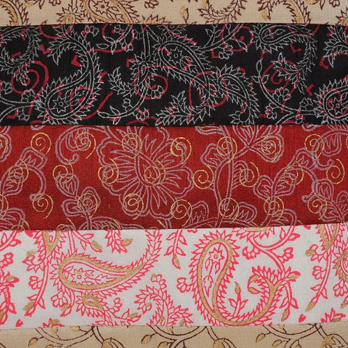 Imagen 3 de Cubierta hecha a mano Cojín Silk Set con la impresión Manzana de Oro y Patchwork Tamaño 16 x 16 pulgadas Juego de 2 piezas