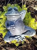 Steinfigur Frosch liegend Steinguss Schiefergrau