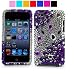 Thin Diamond Rhinestone Protective Case for Apple iPod Touch 4th Generation (8GB 16GB 32GB) iPod Touch 4 Latest Gen with Camera Suitable for 8G 32G 64G, Purple