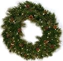 Good Tidings 4750016 Royal Cashmere Artificial Prelit Christmas Wreath 24 Inches in Diameter with 50 Clear