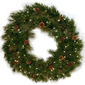 Good Tidings 4750016 Royal Cashmere Artificial Prelit Christmas Wreath 24 Inches in Diameter with 50 Clear