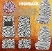 9pc Safari White Zebra Tiger Print Car Floor Mats, High Back Seat Covers, Steering Wheel Cover & Shoulder Pad Set