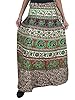 Indiatrendzs Parrot Green Wrap Around Skirt Floral Art Printed Gypsy Long Wrap Skirt