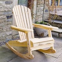 Bowland Garden / Patio Adirondack Rocking Chair Natural Wood Finish