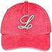 Trendy Apparel Shop Letter L Script Monogram Font Embroidered Washed Cotton Cap - Red