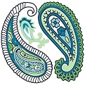 Peel & Stick Applique - Paisley Please Dot Blue/Green (8 @ 13 x 13")