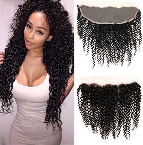 Virgin Brazilian Human Hair 8 A Grade Curly Wave Hair Extension 3 Bundles 100g/Bundle with Ear To Ear Lace Frontal (134) Healthy Hair Natural Color No Tangle (12 14 16 + 10)
