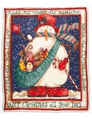 Snowman Fleece Throw Blanket -Mistletoe Snowman