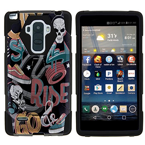 LG Stylo, Full Body Fusion SHOCK Impact Kickstand Case with Exclusive Illustrations for LG G Stylo LS770, H631, MS631, LG G4 Stylus by MINITURTLE - City Street Ride Skulls