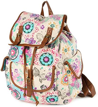Claire's Accessories Beige Flower and Butterfly Print Backpack